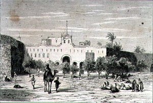 Khartoum, Sudan, negli anni 1860, inciso da Alfred Louis Sargent (incisione) da French School