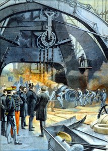 Re Carlo I (Carlo I del Portogallo) agli Ateliers du Creusot in "Le Petit Parisien" del 26/02/1899 da French School