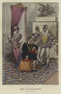 Re Enrico III di Francia e i suoi favoriti, les Mignons, XVI secolo da French School