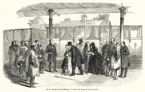 Re Luigi Filippo di Francia che arriva alla stazione ferroviaria di Croydon dopo essere stato costretto all