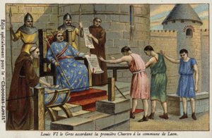 Re Luigi VI di Francia concede la prima carta alla città di Laon, 1128 da French School