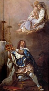 Re Luigi XIII offre la sua corona alla Vergine da French School