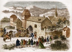 Il re Luigi XIV visita Mademoiselle de Fontanges a Port Royal intorno al 1680. Incisione in La storia della prostituzione e della depravazione tra tutti i popoli del mondo dall