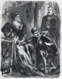 Il re Filippo II (1527-1598) sorprende suo figlio, il principe Don Carlos (1545-1568), mentre tenta di violare la sua matrigna, la regina Elisabetta (1545-1568) (Elisabetta di Francia o Isabella di Valois), 17 gennaio da French School