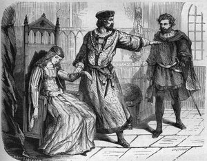 Re Filippo VI di Francia (Filippo di Valois) (1293-1350) e sua moglie Bianca di Navarra (v. 1333-1398). Incisione in 