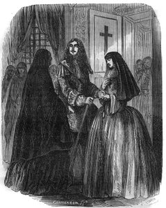 Re di Francia Luigi XIV (1638-1715) con Louise Françoise de la Vallière (1644-1710). Incisione del XIX secolo.