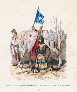 Cavaliere che prega prima di partire per la Seconda Crociata