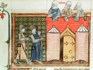 Cavalieri Templari davanti a Gerusalemme, da Le Roman de Godefroi de Bouillon da French School