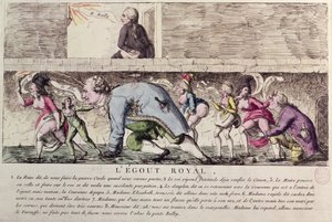 LEgout Royal, caricatura della fuga della famiglia reale francese a Varennes il 21 giugno 1791