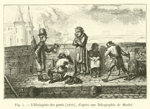 Il venditore ambulante dei ponti, 1818, secondo una litografia di Marlet da French School