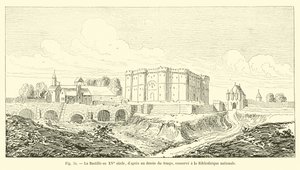 La Bastiglia nel XV secolo, da un disegno del tempo, conservato alla Biblioteca nazionale da French School