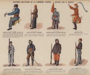 La Comune di Parigi, Costumi Militari della Comune di A Raffet (litografia a colori) da French School