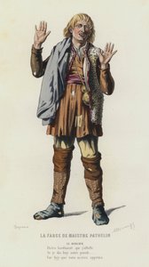 La Farsa di Maestro Pathelin (incisione colorata)