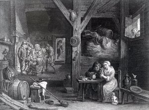La Fumeuse, stampa di Jean Baptiste Patas dopo David Teniers il Giovane, 1786-1808 da French School