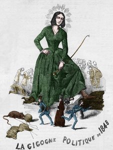 La Gigogne politica del 1848 (George Sand (Aurore Dupin, Baronne Dudevant) (1804-1876) scrittrice francese). Cartone animato realizzato a Bourges nel 1848 dalla collezione romantica di Adolphe Jullien. da French School