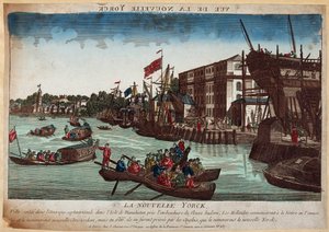 La Nouvelle York, incisione XVIII secolo da French School