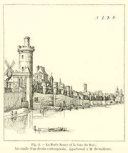 La Porta Nuova e la torre del Bois; fac-simile di un disegno contemporaneo, appartenente a M. Destailleurs da French School