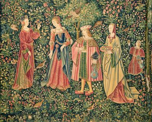 La Vie Seigneuriale: La Passeggiata, Officina della Loira, c.1500 da French School