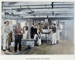 La cucina degli ufficiali - in "Album militaire - Marine: La vie à bord" da French School