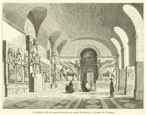 La grande sala del museo assiro, al museo del Louvre da French School