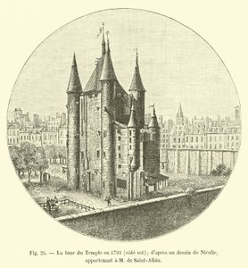 La torre del Tempio nel 1793, lato est; da un disegno di Nicolle; appartenente a M. de Saint-Albin da French School