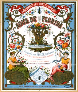 Etichetta pubblicitaria del profumo Aqua de Florida dal negozio di profumi La Reine des Abeilles, Parigi, seconda metà del XIX secolo da French School
