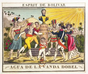 Etichetta per Acqua di Lavanda evocante lo spirito di Bolivar, c.1830
