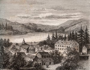Lago di Gerardmer - Alsazia Champagne Ardenne Lorena - incisione in “La France illustrée: geografia, storia, amministrazione statistica” di V.A. Malt-Brown. 1884 da French School