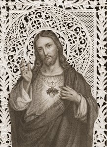 Cartolina raffigurante il Sacro Cuore di Gesù, XIX secolo