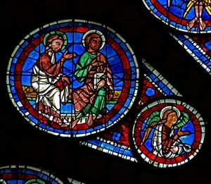 Giudizio Universale: due apostoli e un angelo