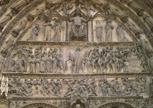 Giudizio Universale, timpano del portale centrale della facciata ovest, XIII secolo da French School