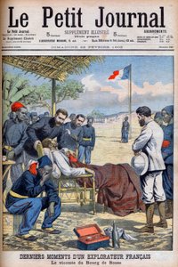Ultimi momenti di un esploratore francese Visconte Pierre Marie Robert Du Bourg de Bozas (1871-1903) nel Bourg de Boza in Africa tropicale 