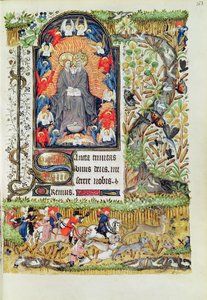 Lat 1156 B f.163 Novembre; caccia al cervo, dalle Ore di Margherita d