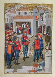 Lat 6067 fol.33v I Cavalieri di San Giovanni di Gerusalemme si preparano a difendere Rodi, da Una storia dell