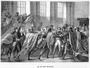 Il 18 Brumaio anno 8: colpo di stato di Napoleone a Saint-Cloud nel Consiglio dei Cinquecento (sala dei 500) - in "La Francia Popolare"