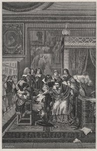 Il Cardinale Richelieu morente - Litografia di Charles Motte in 
