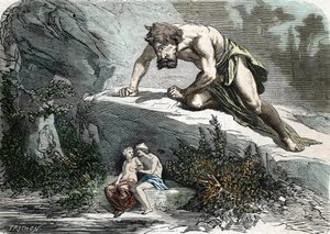 Il Ciclope Polifemo sorprende Galatea e Aci