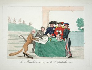 Le Marche conclu, ou la Capitulation, pub. 1814 da French School