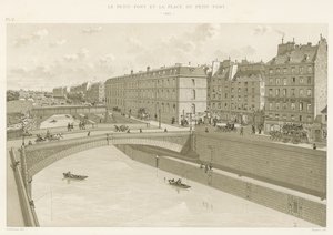 Il Petit-Pont e la Place du Petit-Pont, 1880 da French School