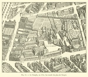Il Tempio, nel 1734; fac-simile del piano di Turgot