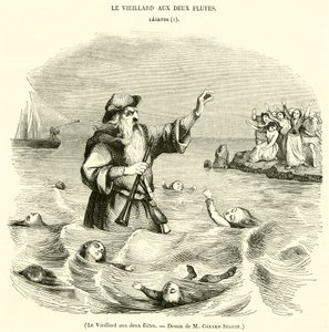 Il vecchio con due flauti (incisione) da French School