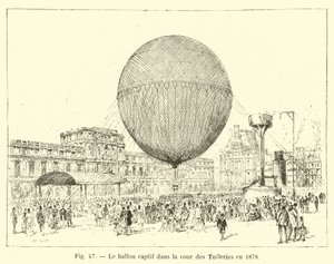 Il pallone frenato nel cortile delle Tuileries nel 1878 da French School