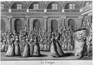 Il circo: donne della nobiltà che danzano - in les filles du Palais royal, frontespizio, volume II, ed. Londra da French School