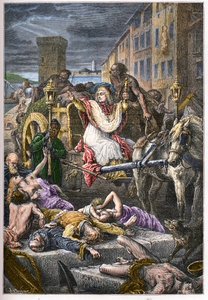 Il devoto vescovo di Marsiglia, Henri Francois Xavier de Belsunce Castelmoron, gesuita, durante la peste di Marsiglia nel 1720-1721 da French School