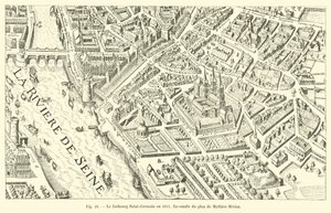 Il sobborgo Saint-Germain nel 1615, fac-simile del piano di Mathieu Merian da French School
