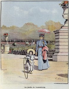 Il giardino del Lussemburgo - in "Il piccolo francese illustrato" del 21/07/1900 da French School