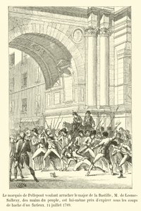 Il marchese di Pellepont cercando di strappare il maggiore della Bastiglia, M de Losme-Salbray, dalle mani del popolo, è lui stesso vicino a morire sotto i colpi di un furioso, 14 luglio 1789 da French School