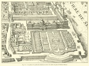 Il palazzo e il giardino delle Tuileries nel 1615, fac-simile del piano di Mathieu Merian da French School