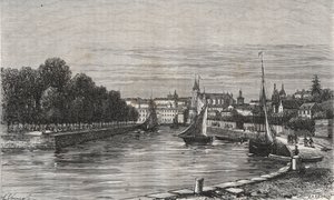 Il porto di Vannes (Morbihan, Francia) - incisione in 