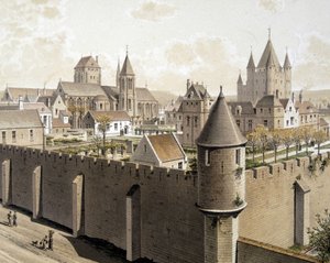 Il tempio di Parigi e la rue Royale, sd. XVII secolo - in "Parigi attraverso i secoli: il tempio e la rue Royale", fine XIX secolo da French School